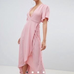 ASOS misguided pink blush wrap dress